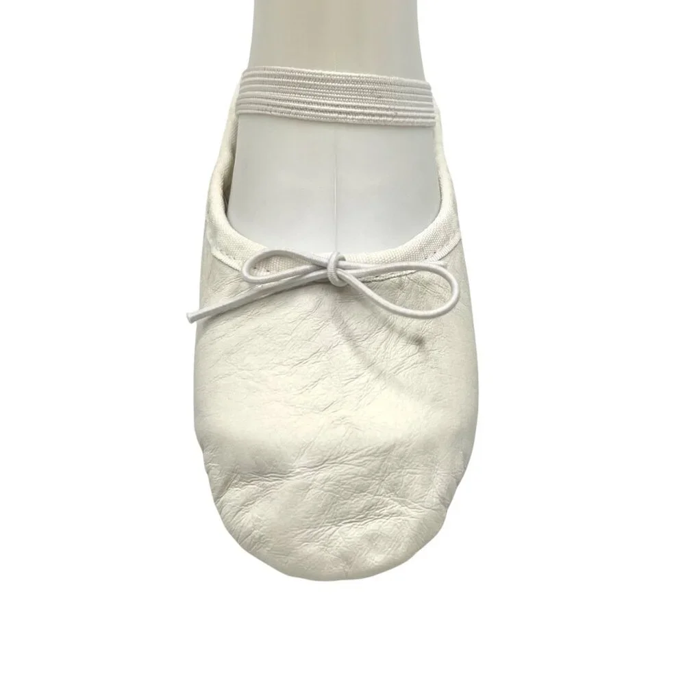 Childrens White Full Leather Ballet Shoes Dance Slippers Nyla Wedding Costume